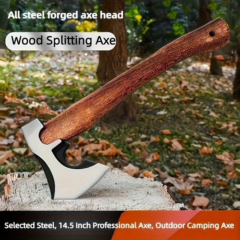 A Versatile Carbon Steel Battle Axe with Wooden Handle
