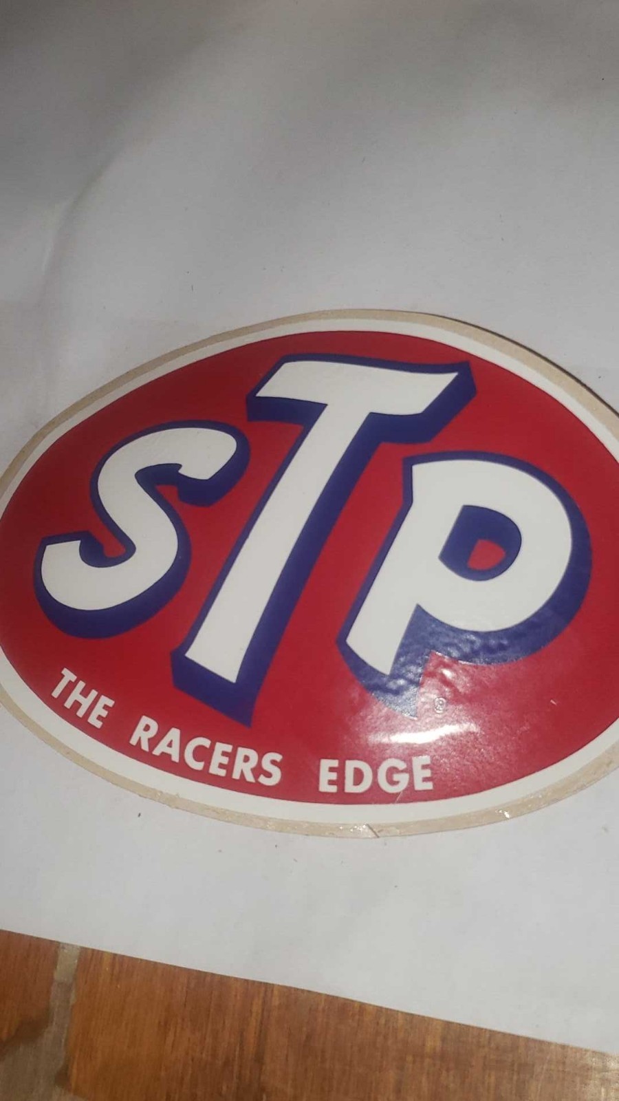 (1) Vintage STP “The Racer’s Edge” Paper-Backed Stickers  - Large 4 X 3 Inches 