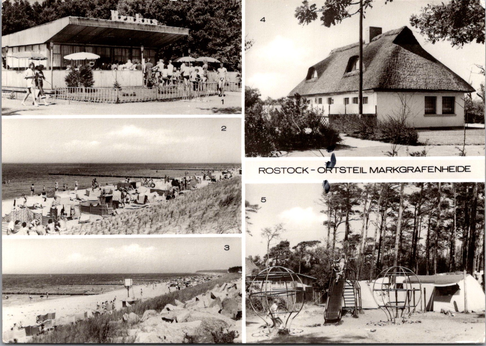 Rostock Germany Beach Views Self Service Restaurant Real Photo RPPC Postcard
