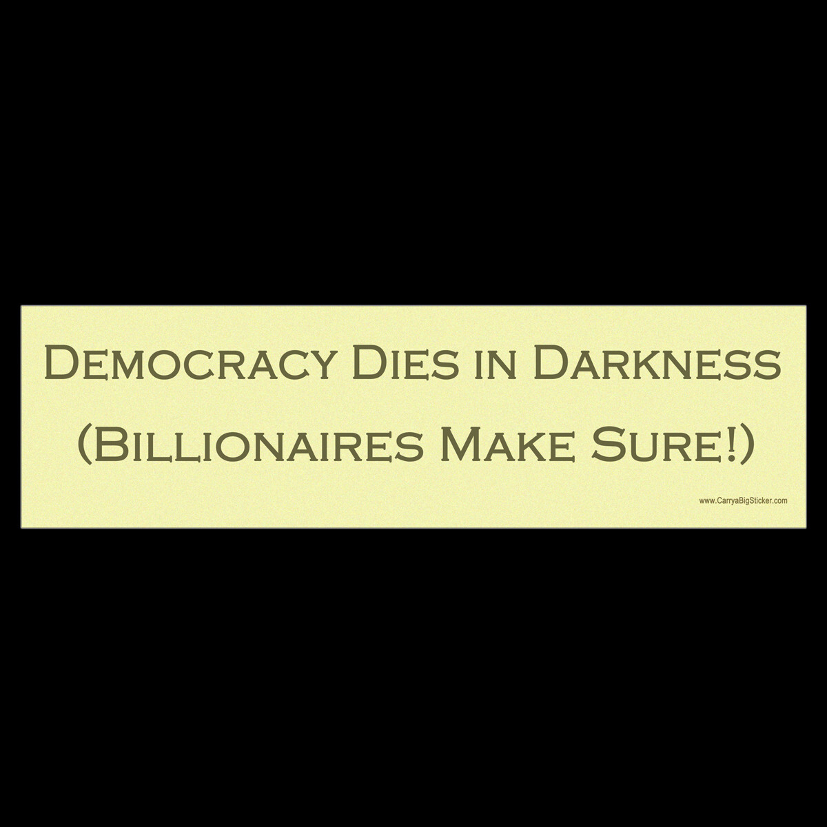Democracy Dies in Darkness - Billionaires Make Sure BUMPER STICKER or MAGNET Democracy Dies in Darkness - Billionaires Make Sure BUMPER STICKER or MAGNET