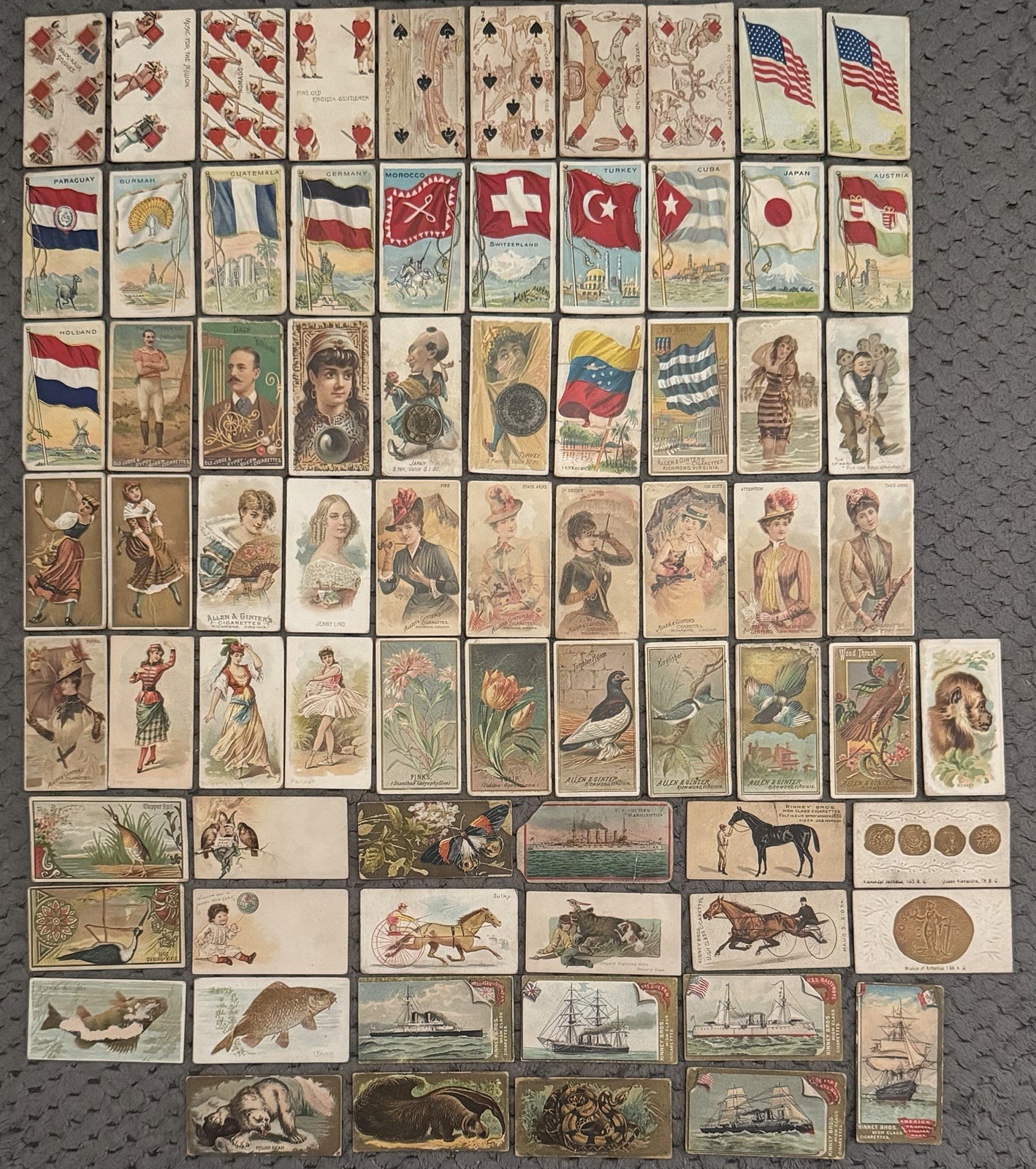 LATE 1880’s-EARLY 1900’s NON-SPORT TOBACCO CARD LOT OF 125 CARDS FLAGS GINTER 