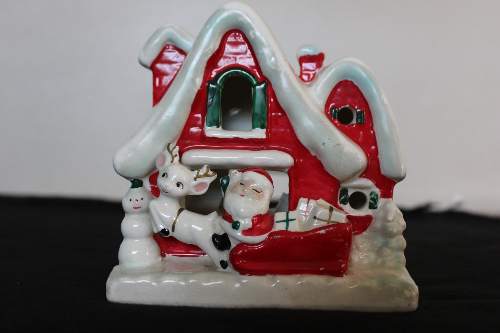 Vintage Mid-Century electic ceramic Christmas cottage RARE RARE RARE