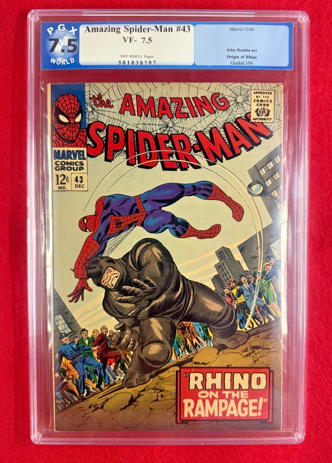 The Amazing Spider-Man #43 (Marvel Comics 1966) PGX Graded 7.5 and Slabbed