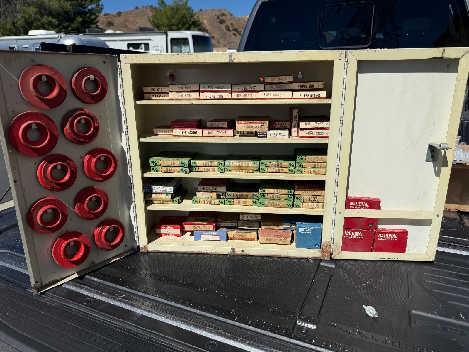 Vintage Federal-Mogul Metal Service Cabinet Filled with Inventory