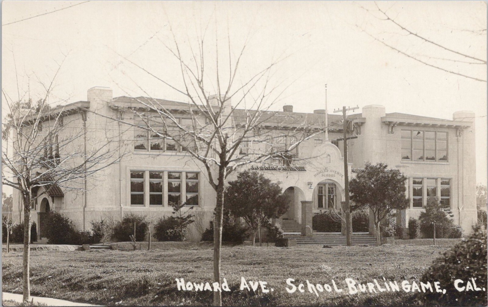 RPPC Burlingame California Howard Avenue School early 1900s San Mateo County
