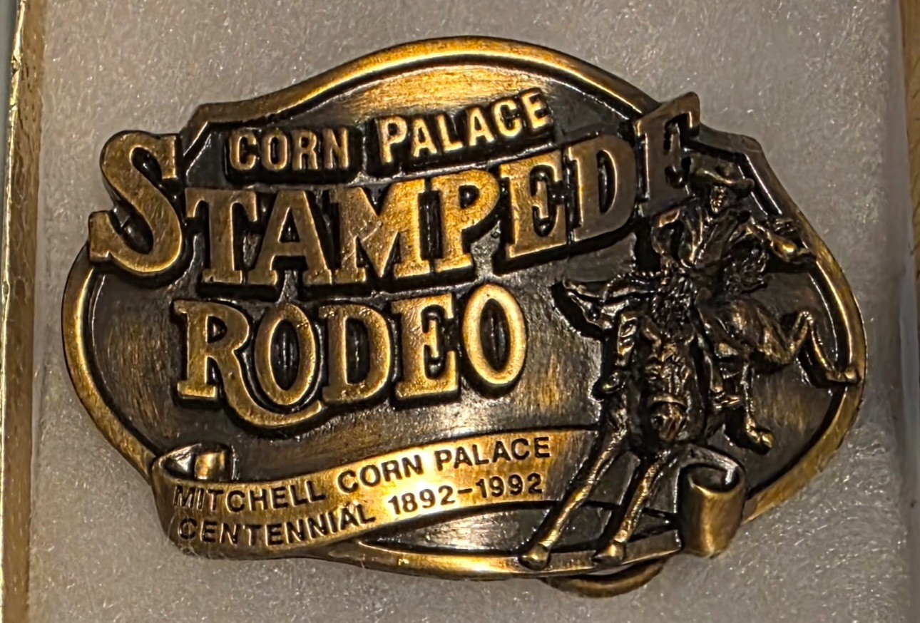 Vintage 1992 Corn Palace Stampede Belt Buckle Centennial Rodeo Limited Edition 2
