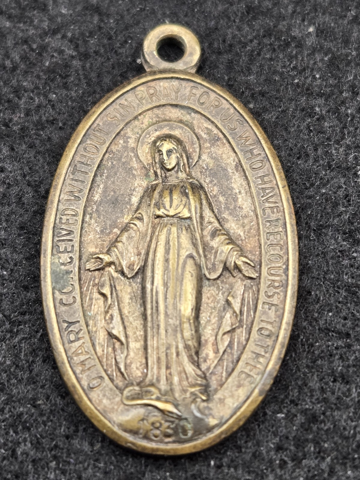 Vintage Miraculous Medal 1830 Design Virgin Mary Italy Catholic Pendant 