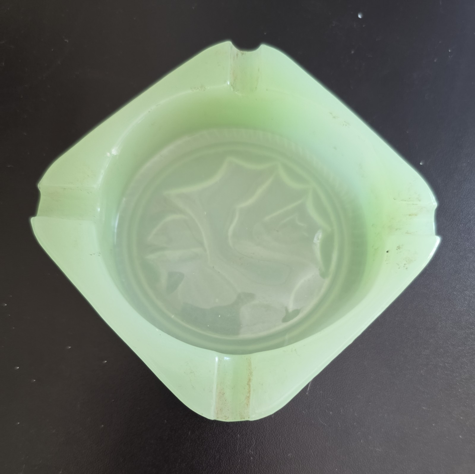 Vtg Jadeite Jadite Glass Ashtray Square Green 