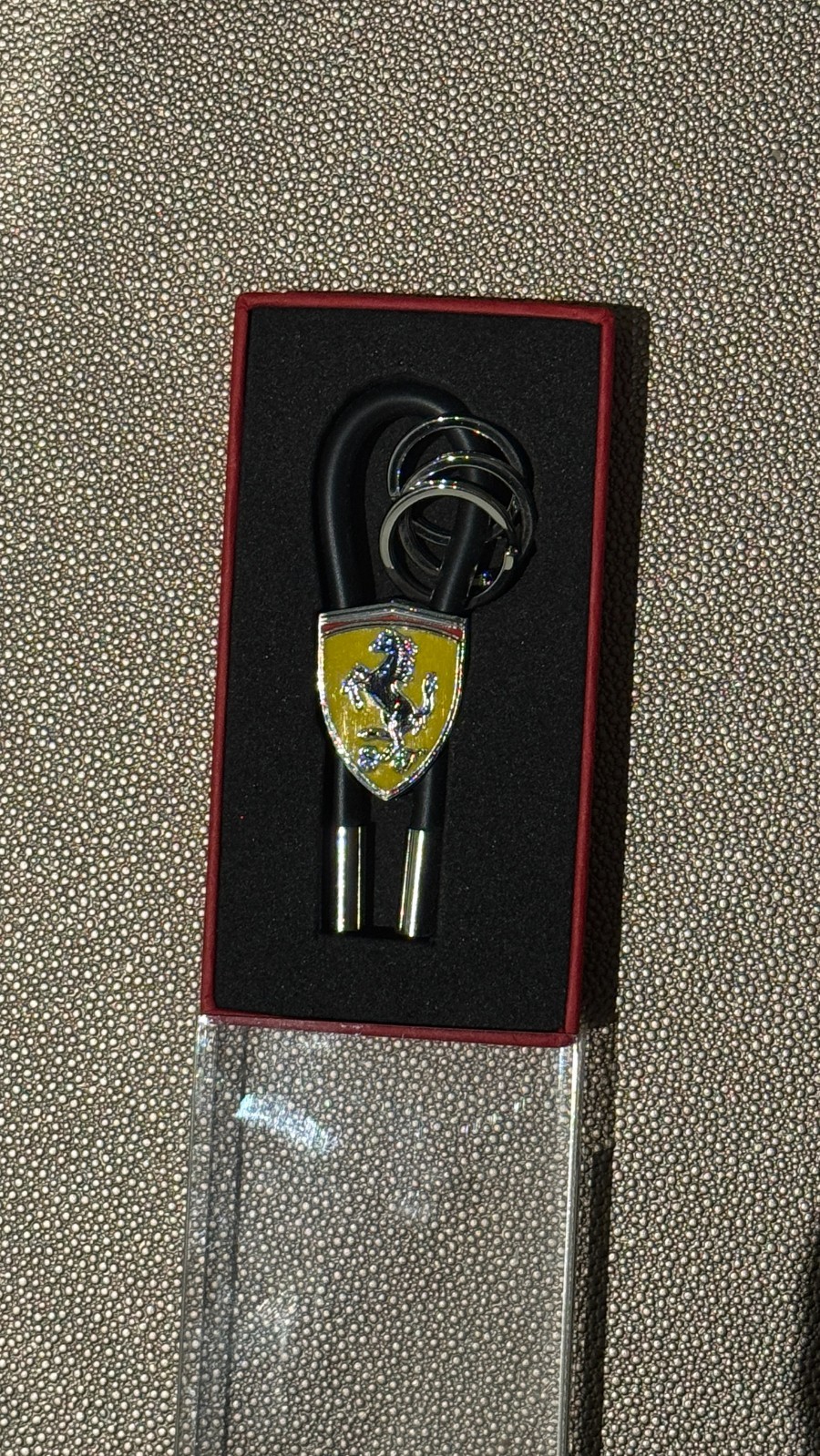 Ferrari Official Licensed Key Ring Rubber Strap Yellow Shield Keychain New Box