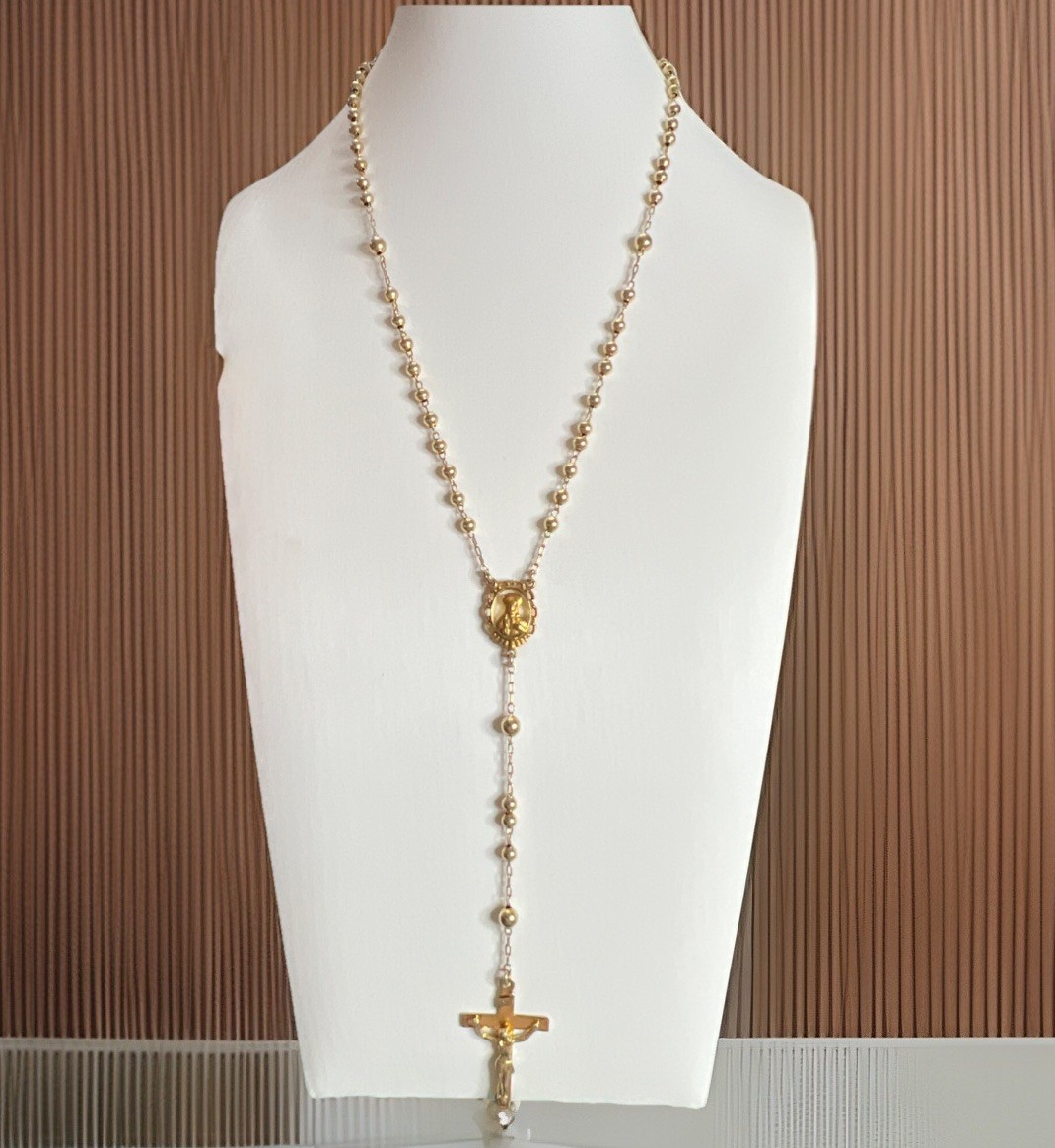 Vtg Hayward Catholic Small Child Rosary Necklace Gold Wash Sterling Silver 20.5”