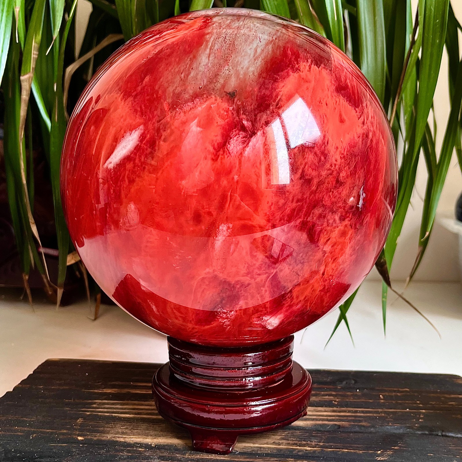 27.91LB Large red melted crystal ball for repairing spiritual energy therapy