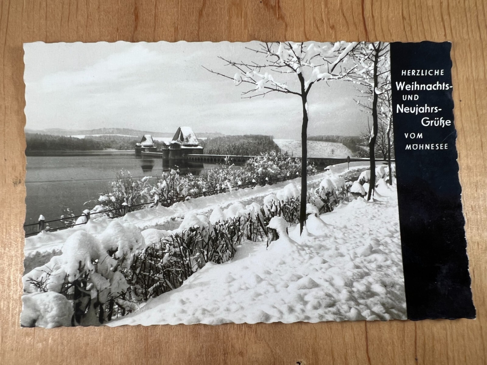 Vintage RPPC Postcard, Christmas and New Years Card, Mohnesee, Germany