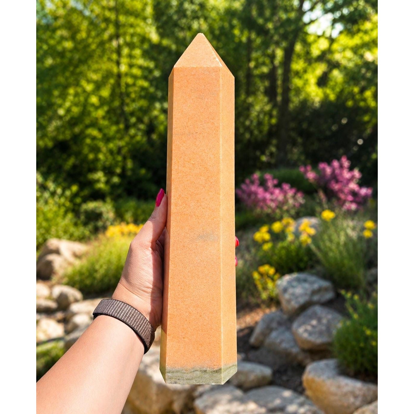 Huge 8lb Orange Sunstone Crystal Tower Obelisk (Chip Tip)