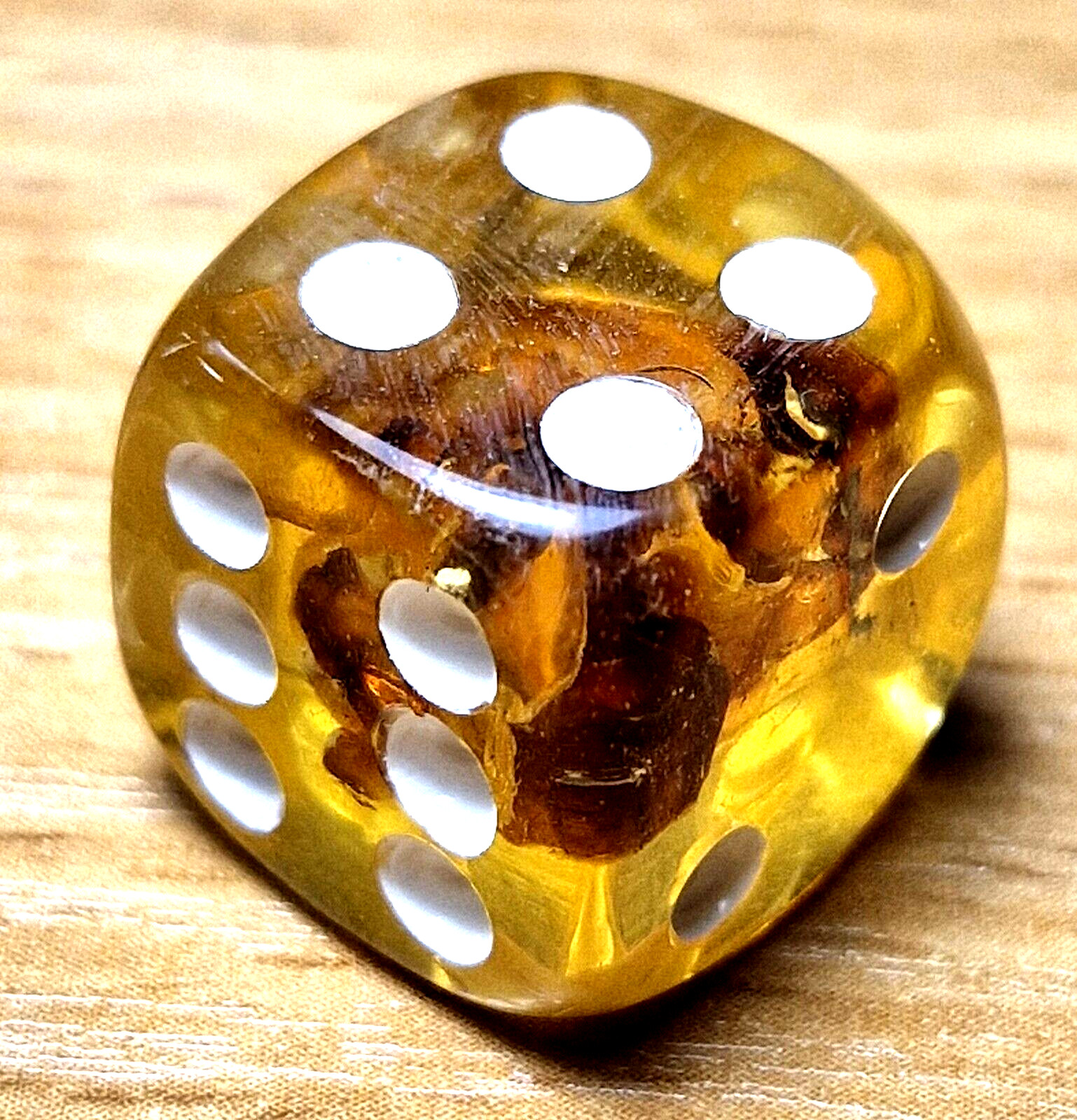 2 - Baltic Amber inside Dice Cube Decorations Souvenir Gift 15 mm, Handmade