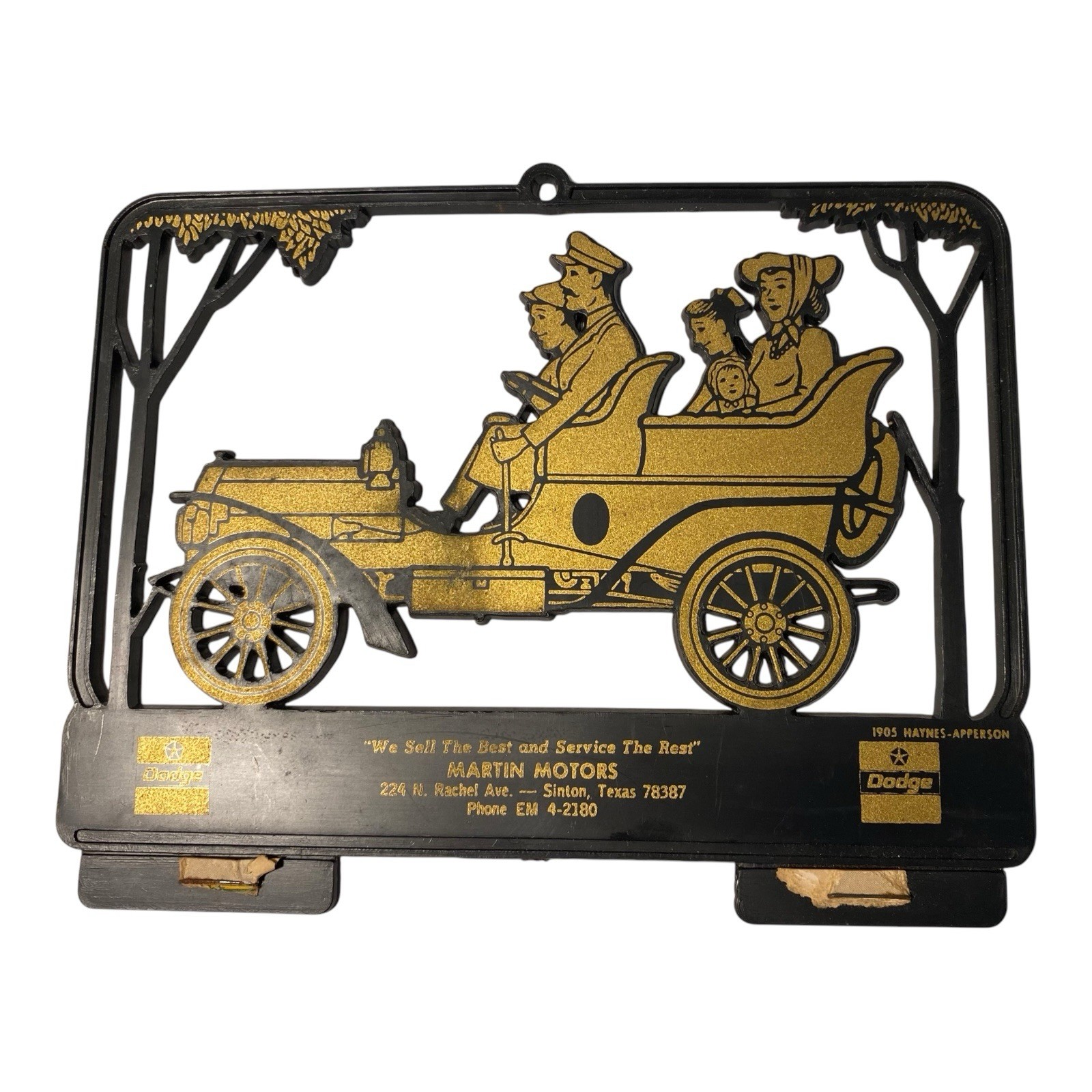 Vintage Sinton Texas Martin Motors Advertising Calendar Wall Sign Plaque Dodge