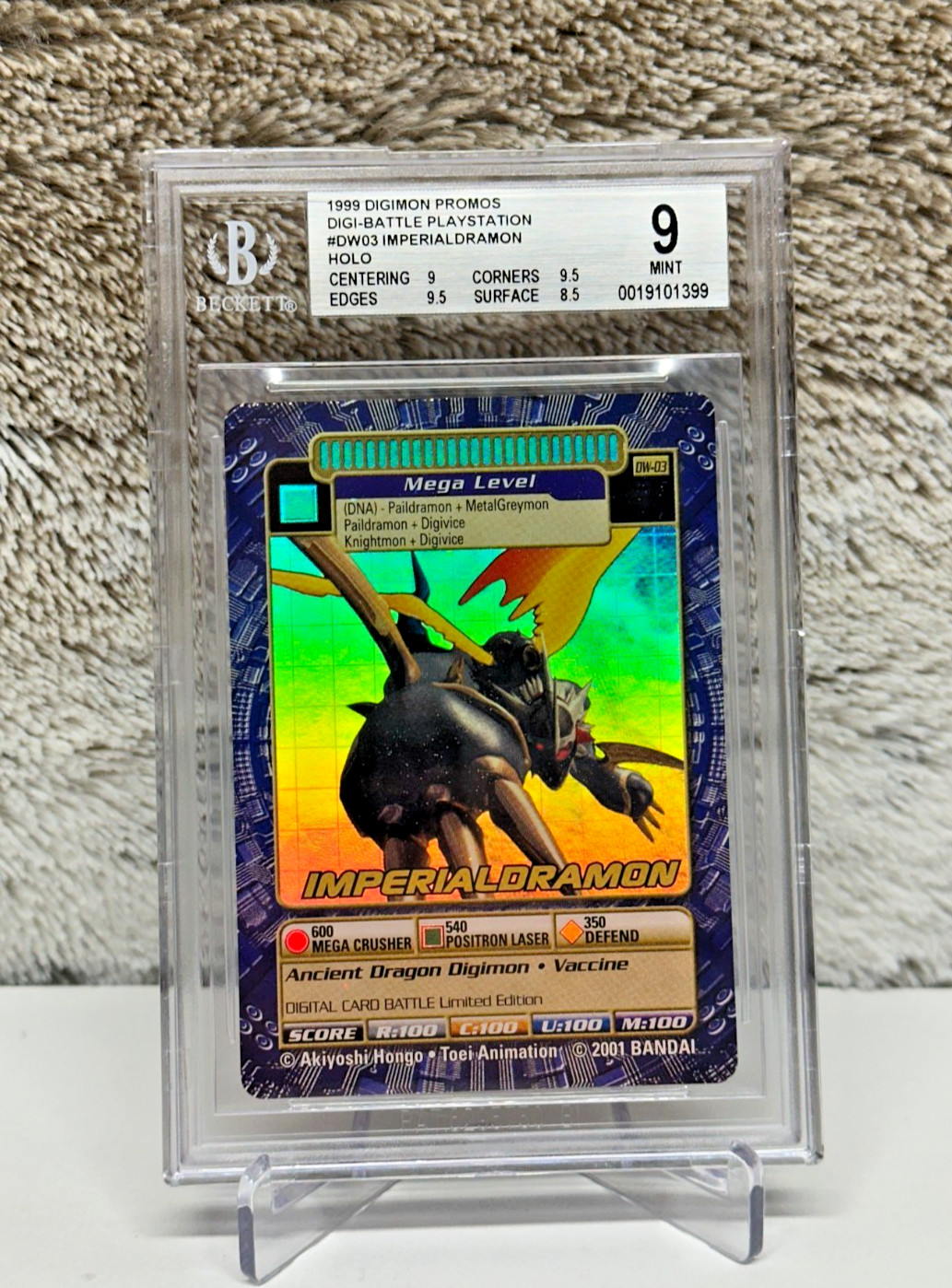 1999 Digimon Digi-Battle Playstation Promo - Imperialdramon Holo #DW-03 - BGS 9