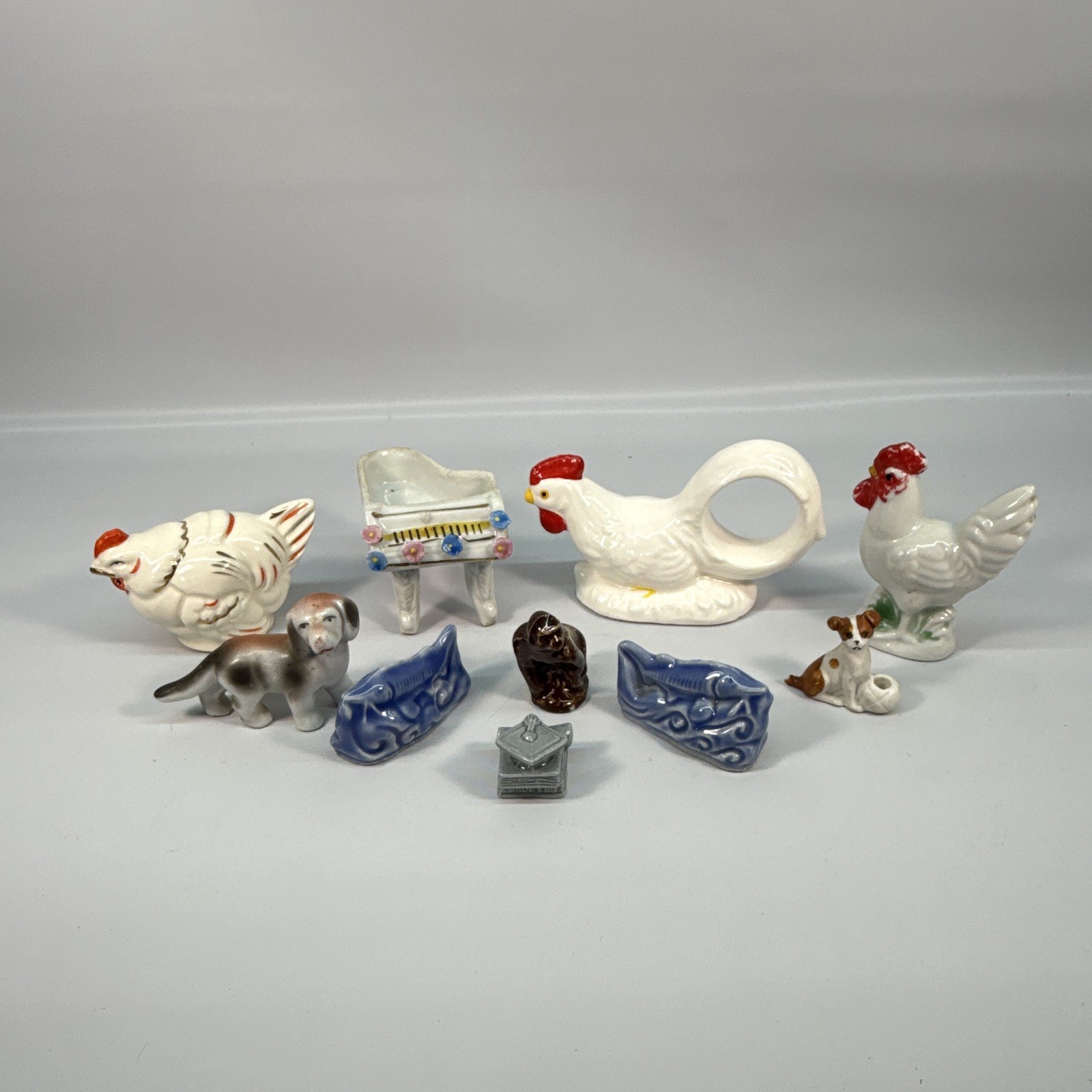 Wade Whimsies Match Striker Hand Painted Glazed Ceramic Animal Figurines 10 Lot