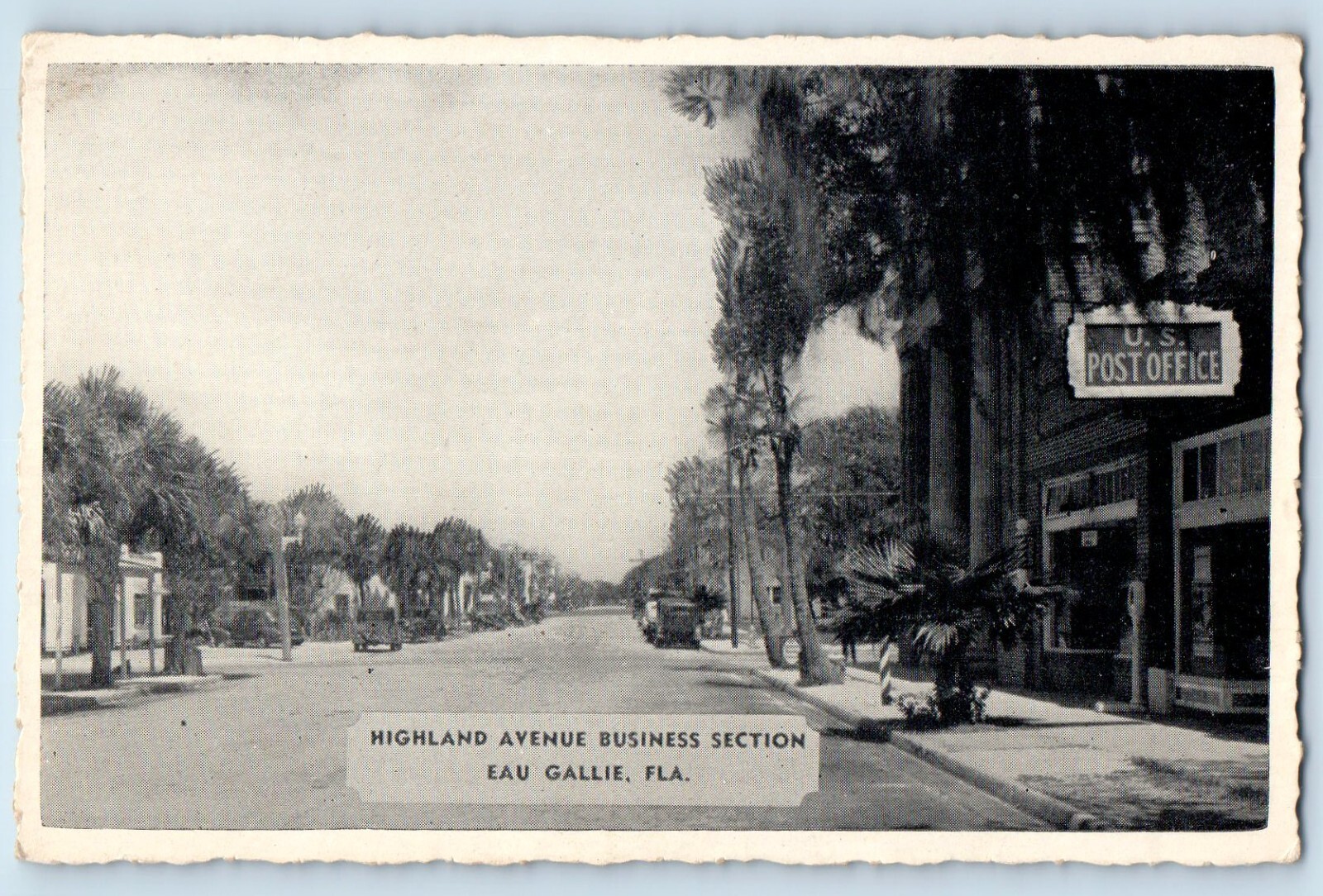 1940 Eau Gallie Florida FL Postcard Highland Avenue Business Section Post Office