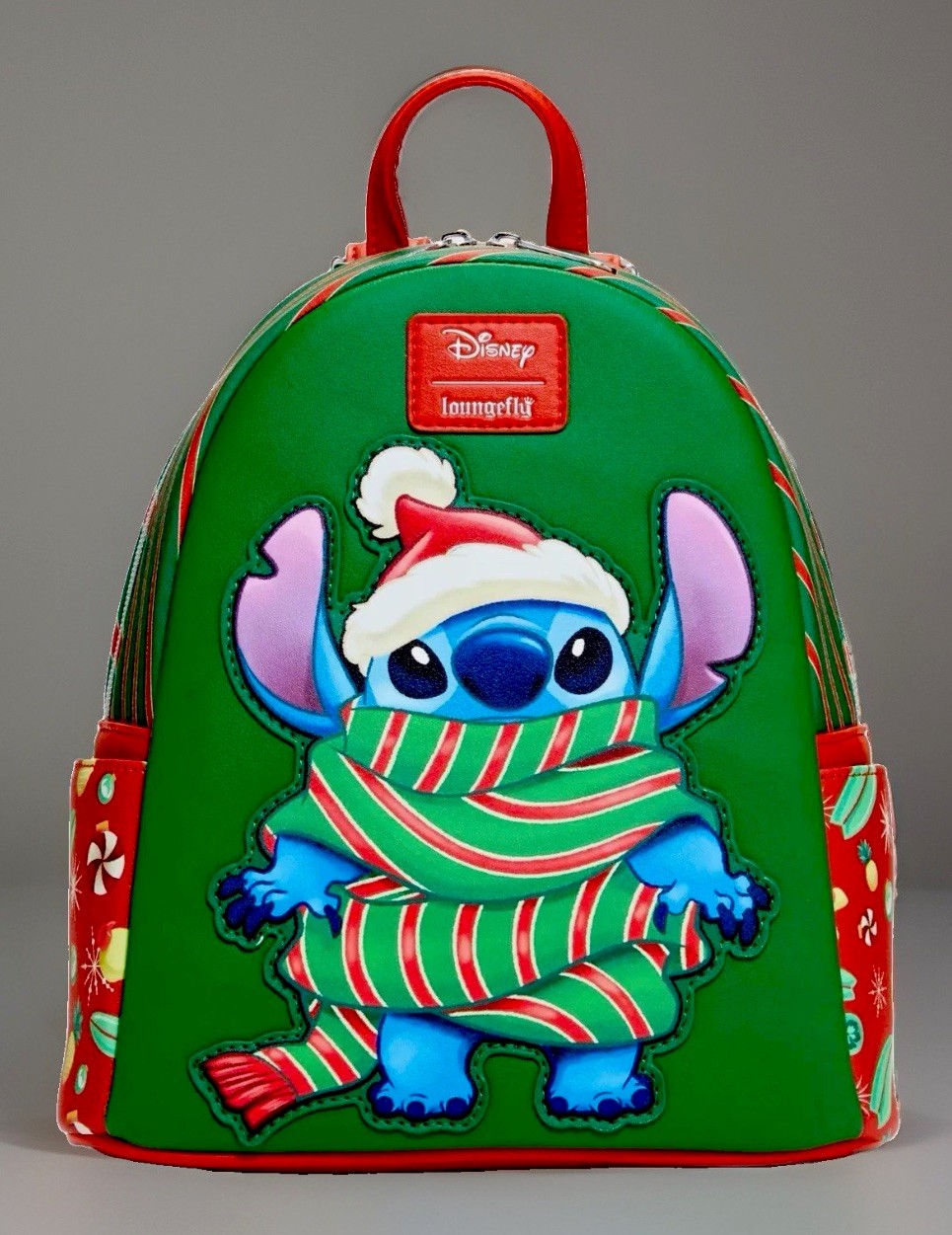 Loungefly Disney Stitch Holiday Scarf Mini Backpack NWT. Original Packaging