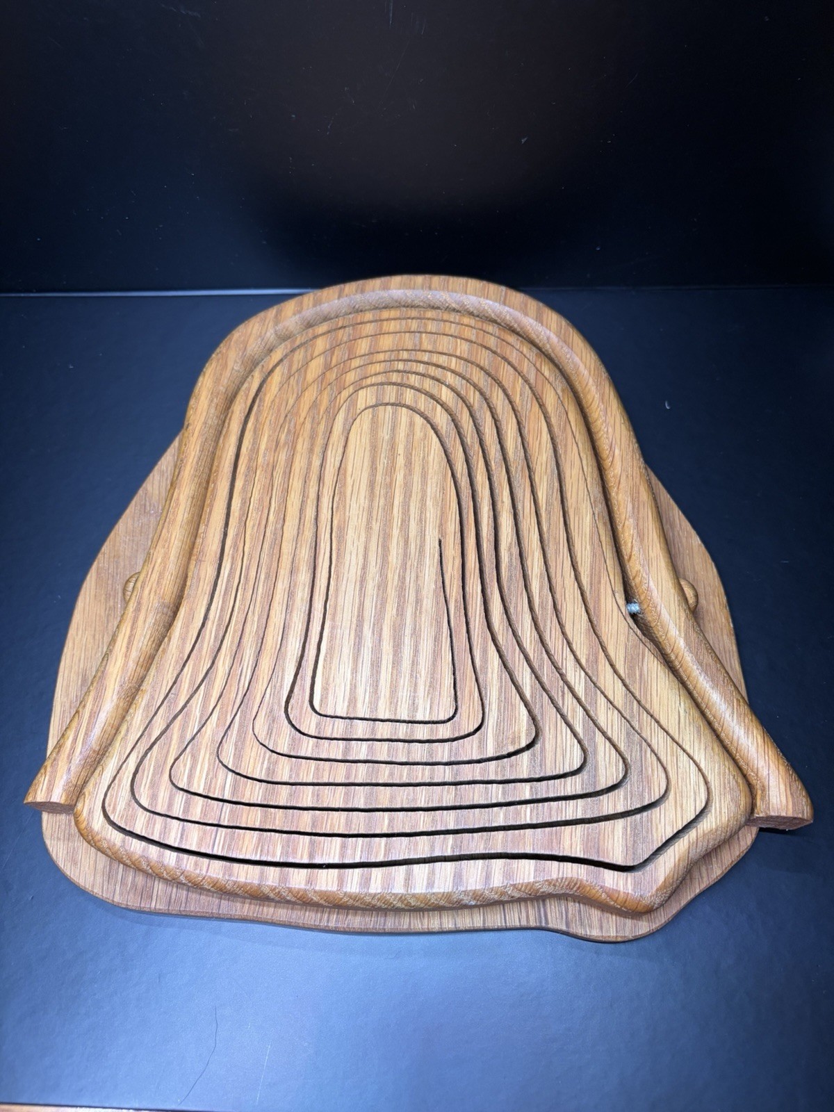 Bell Shaped Collapsible Wood Basket Folding Accordion Trivet 9”