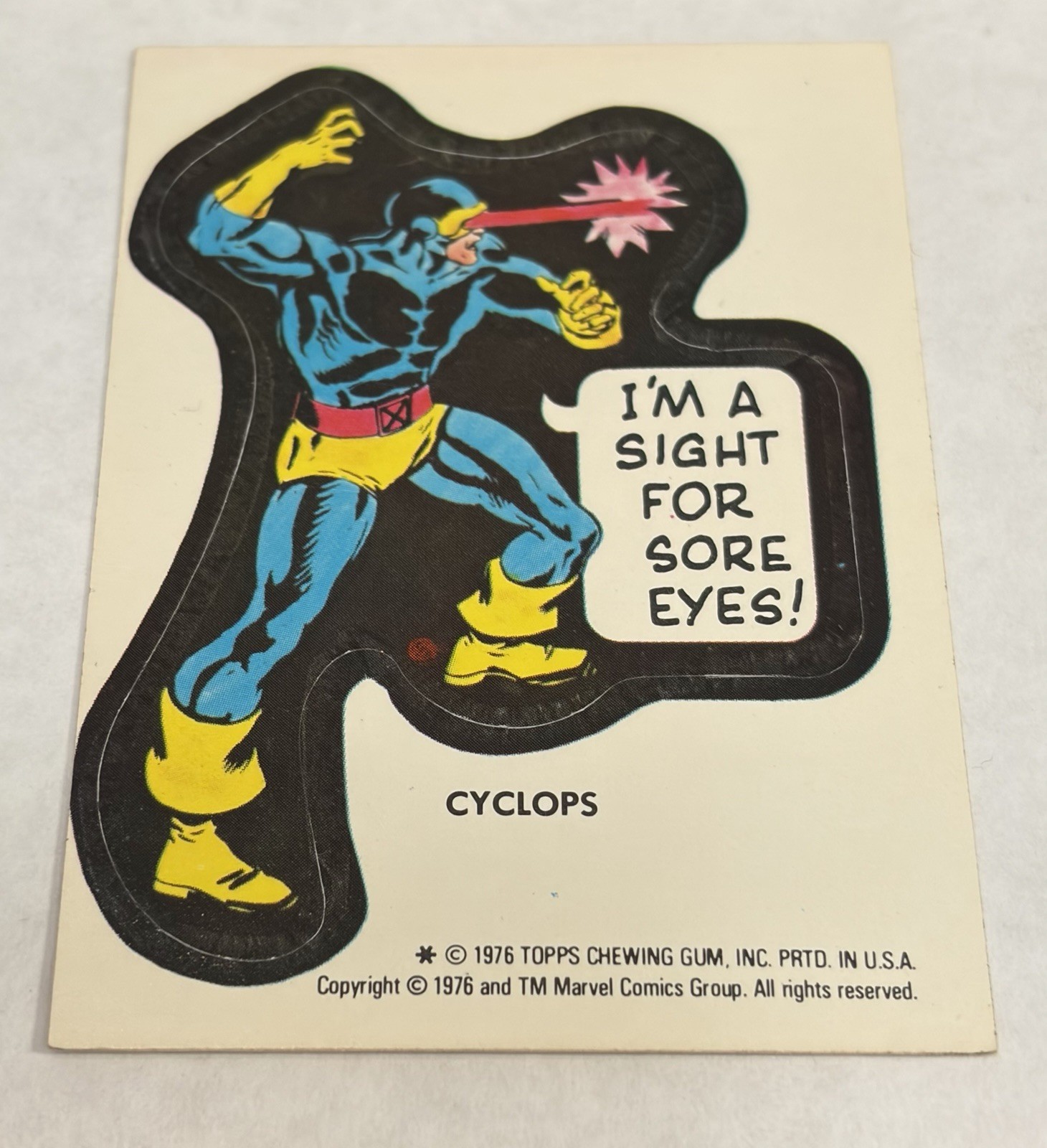 1976 MARVEL SUPER HEROES STICKERS CYCLOPS Rookie Card