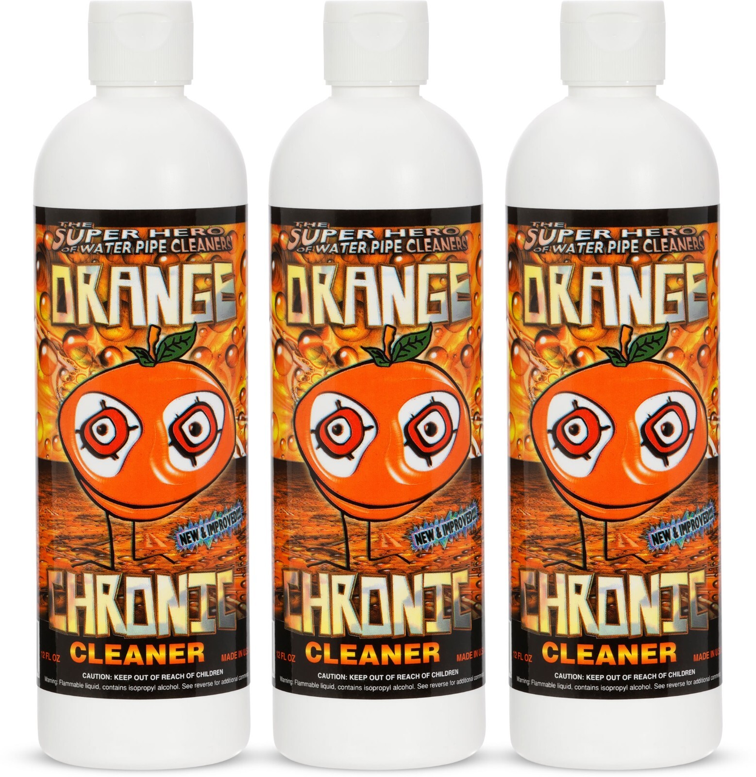 ORANGE CHRONIC Pipe and Glass Cleaner x3 12oz Bottles