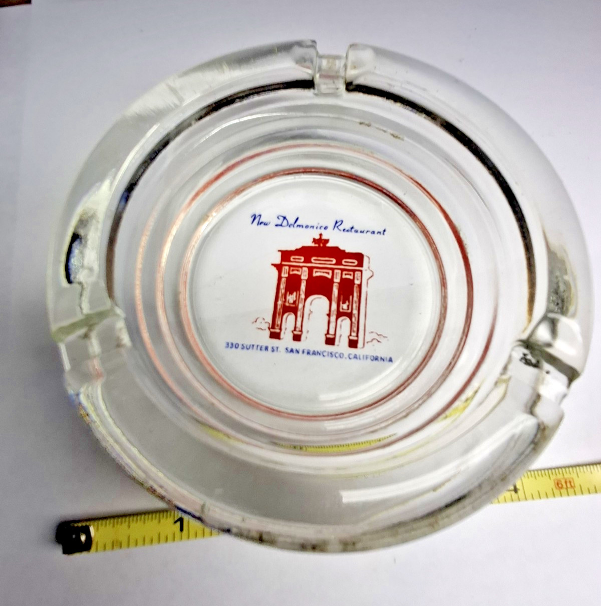 Vintage New Delmonico Restaurant San Francisco California Glass Ashtray