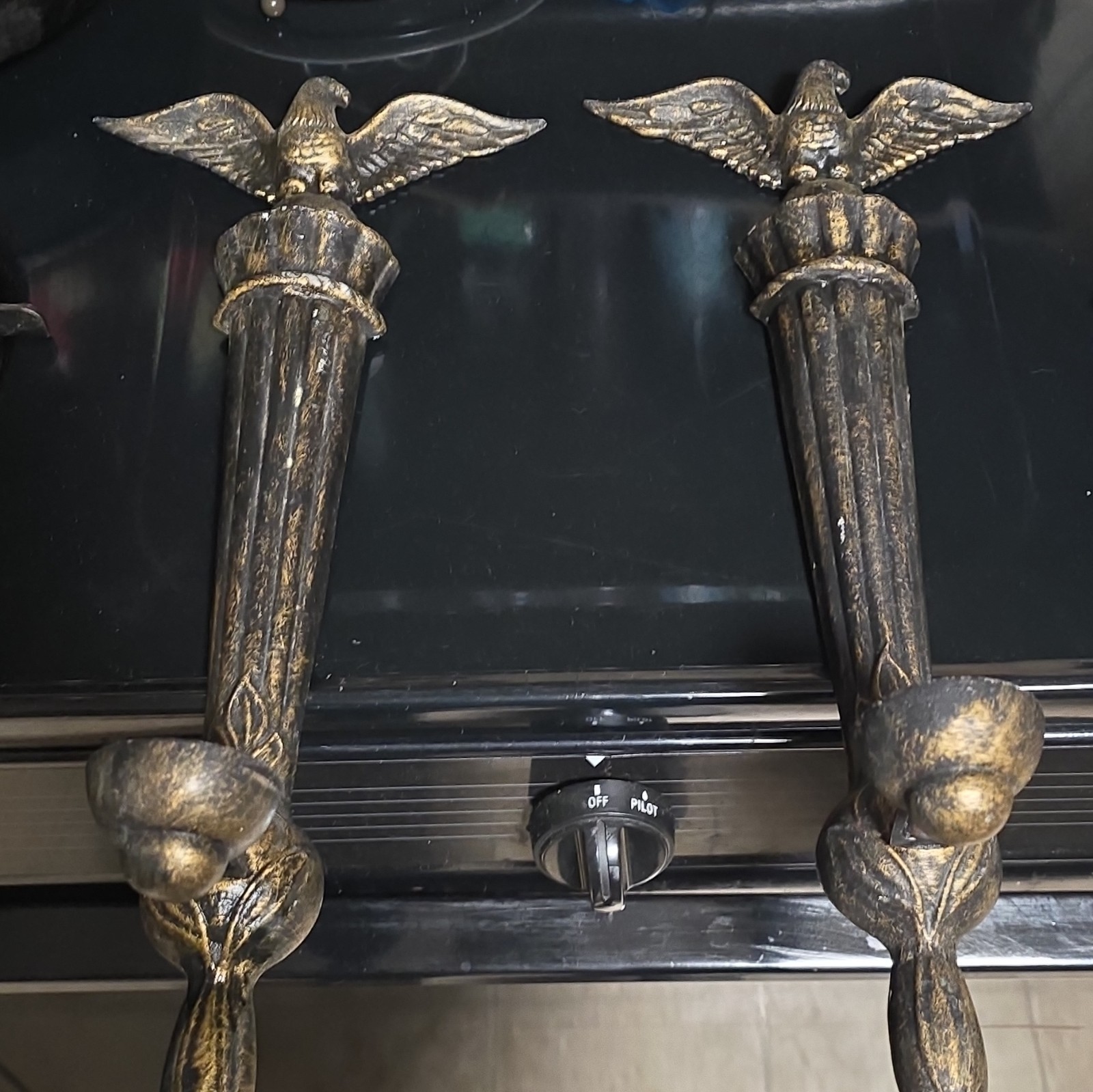 Vintage Pair 1975 Delta Eagle Tapered Candle Holder Wall Sconce