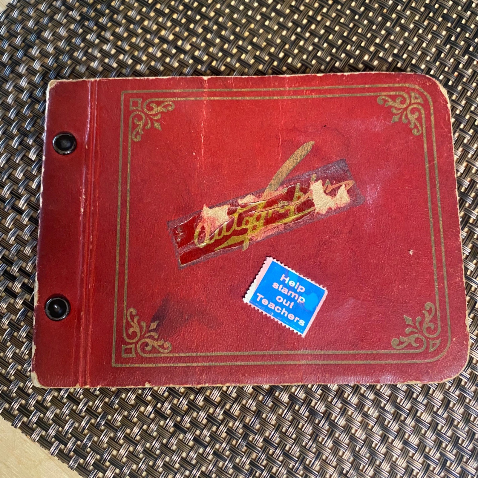 Vintage 1940s Autograph Book Red Student Keepsake Handwritten Poems Sketches