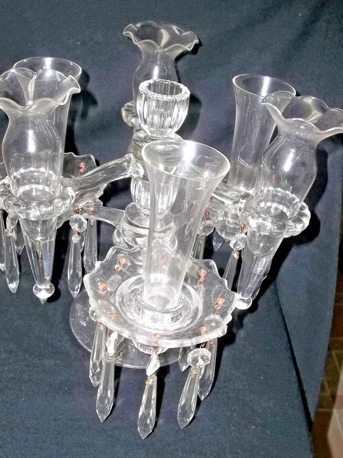 CAMBRIDGE  6 ARMS CANDELABRA/ EPERGNE W/ BOBECHES & VASES