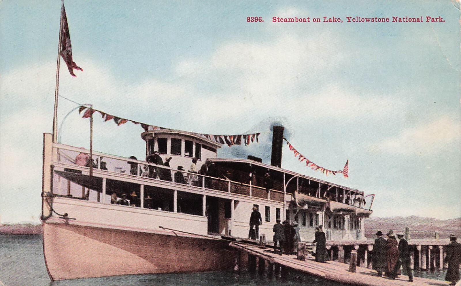 Yellowstone National Park Lake Zillah Steamer Wrecked EC Waters Vtg Postcard D59