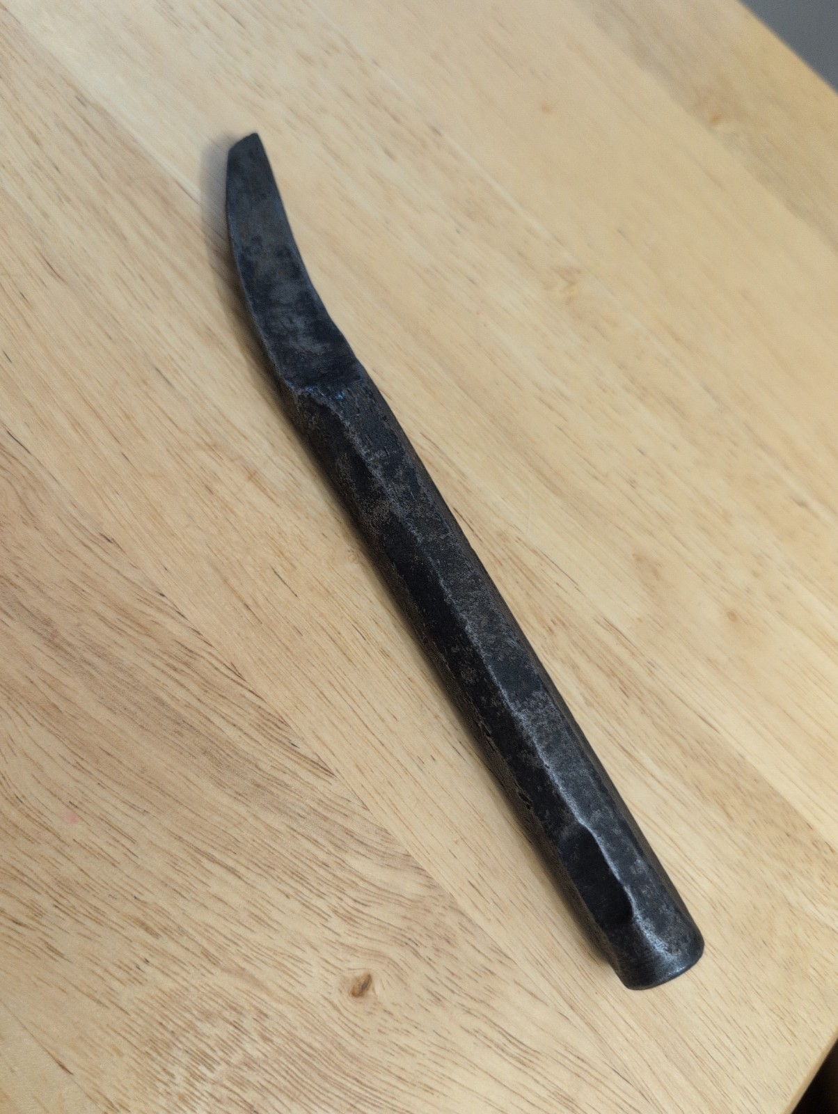 Antique Hand Forged Blacksmith Chisel Tool Hex Shank Tang Skew Blade Touchmark