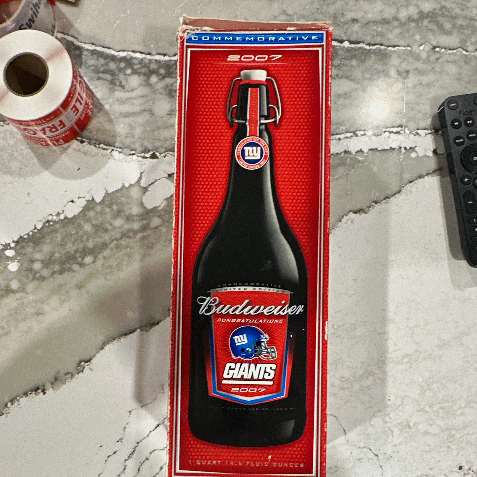 Budweiser 2007 New York Giants Commemorative Limited Edition Glass Bottle