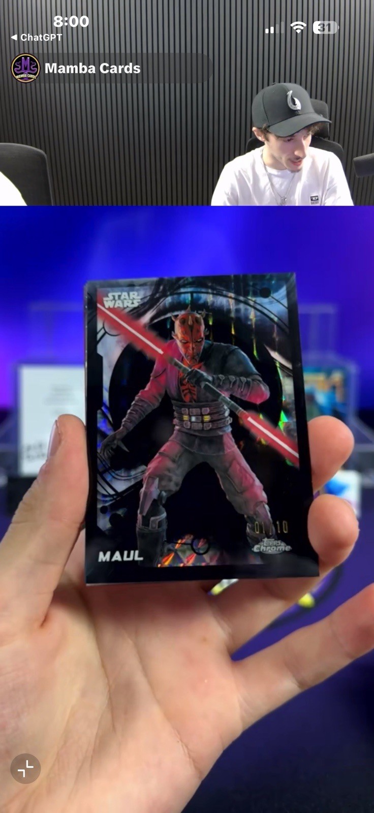 2026 Topps Chrome Star Wars MAUL Black Refractor 01/10 Darth Maul SSP