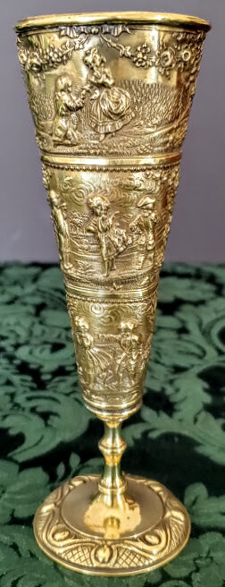 Antique Bronze Hand Repoussed Gold Gilded 7\