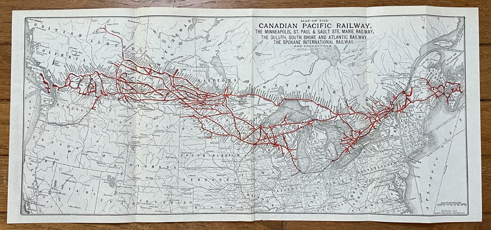 1923 Antique Canadian Pacific Railway Map Canada Railroads Map 3251