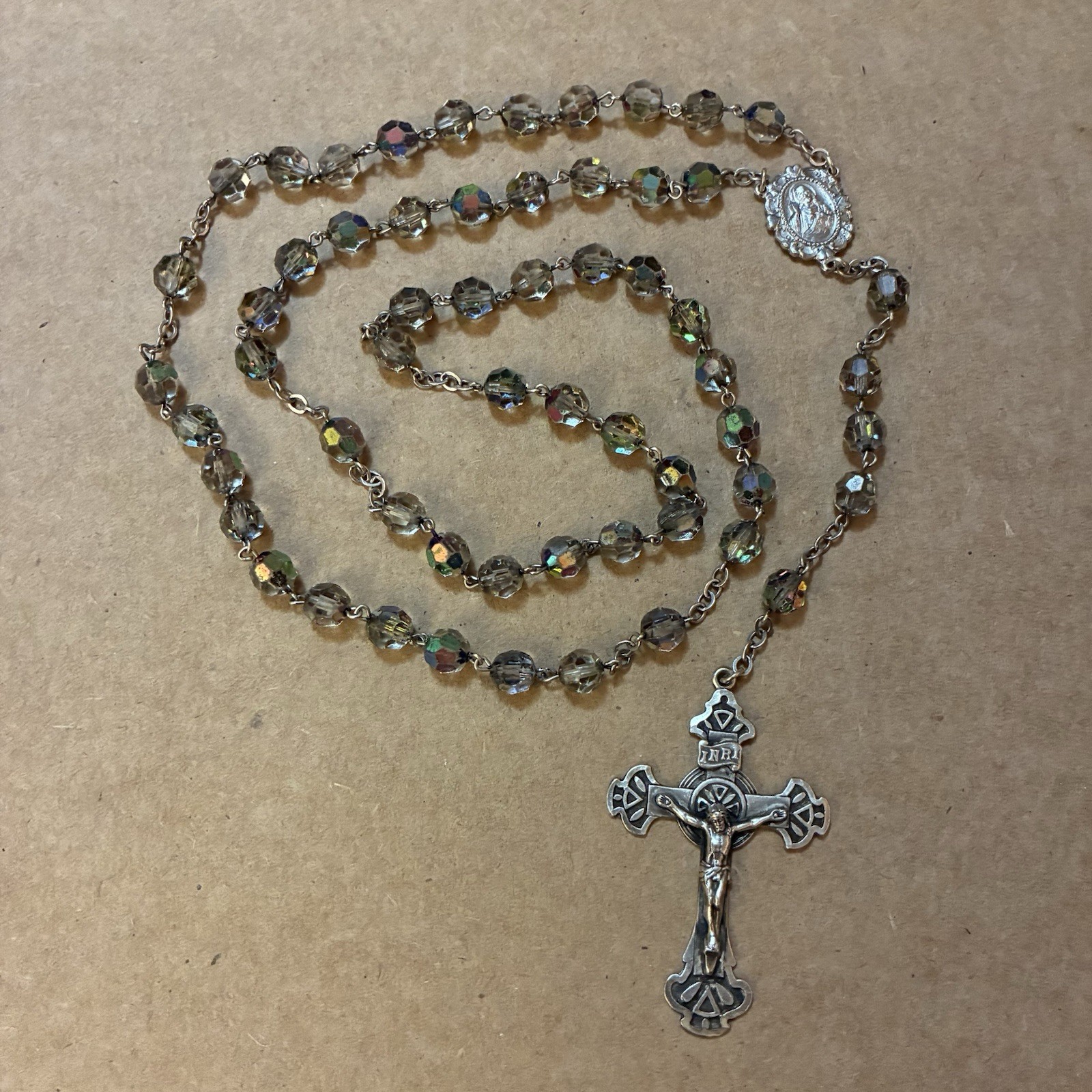 Vintage Sterling Silver INRI Crucifix Rosary