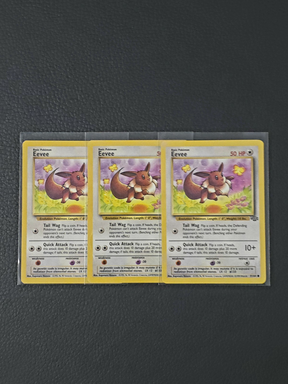 Lot of 3 Eevee Unlimited Common Jungle 51/64 MP Pokemon TCG