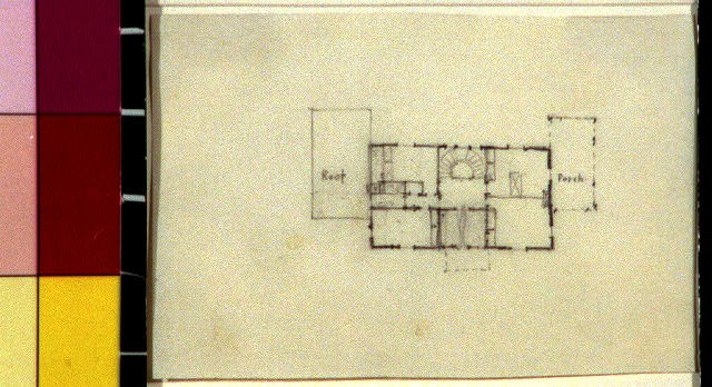 Photo:Unidentified House Floor Plan Three-Bay Center Hall Flanking Wings