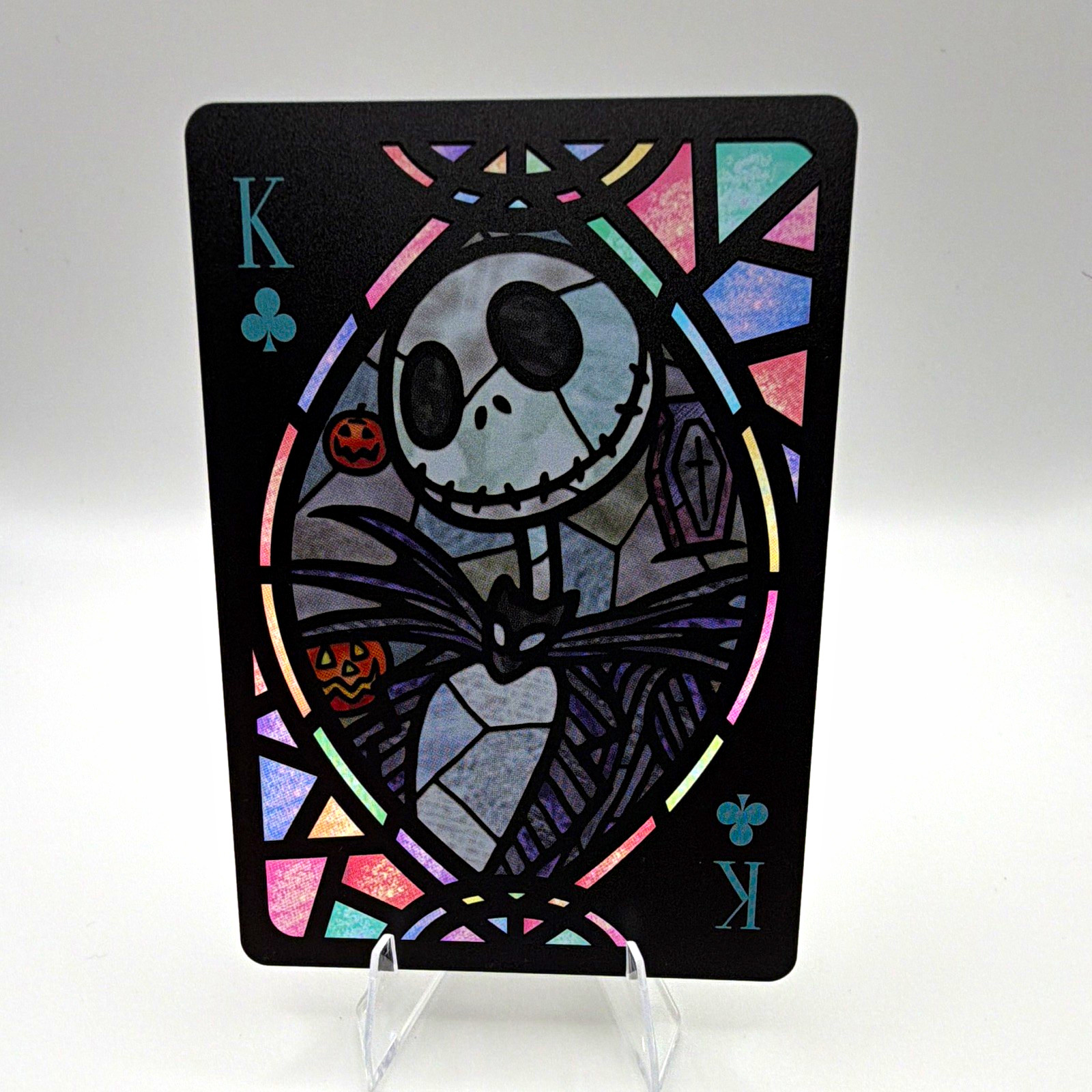 TENYO Disney Nightmare Before Christmas Jack Skellington Stained Glass Card 