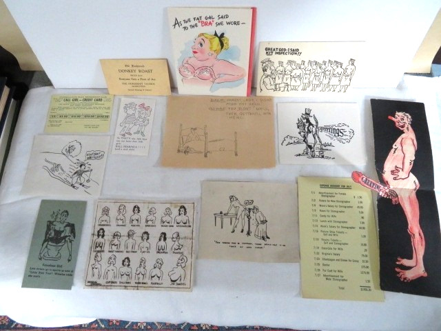 Lot of 13 - Vintage Original Comic Cartoon Gag Art - Pen & Ink Drawings - \'50s