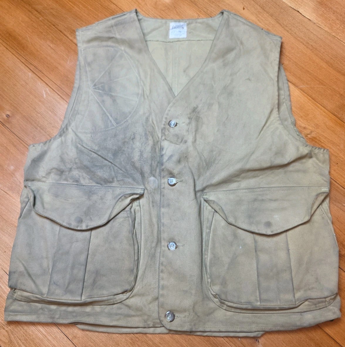 Vtg CC FILSON Canvas Tin Cloth Hunting Vest Style 631 Sz XL SeattleUSA Made Rare