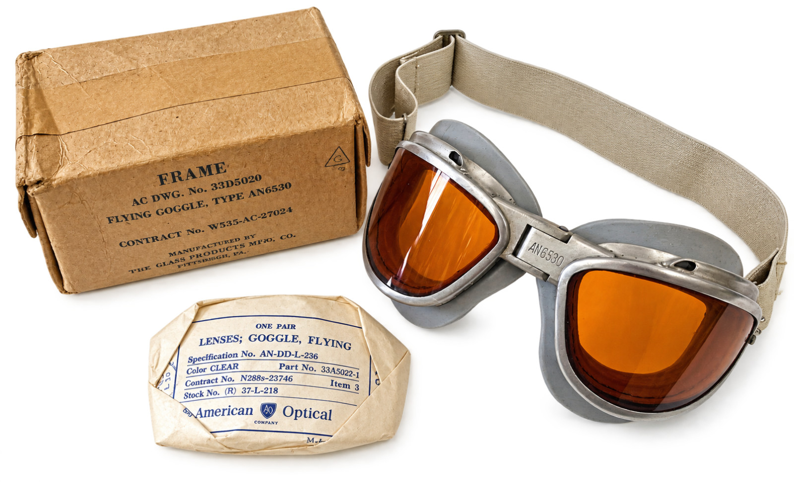 CHAS. FISCHER AN-6530 FLYING GOGGLES W/2 PIECE CUSHIONS