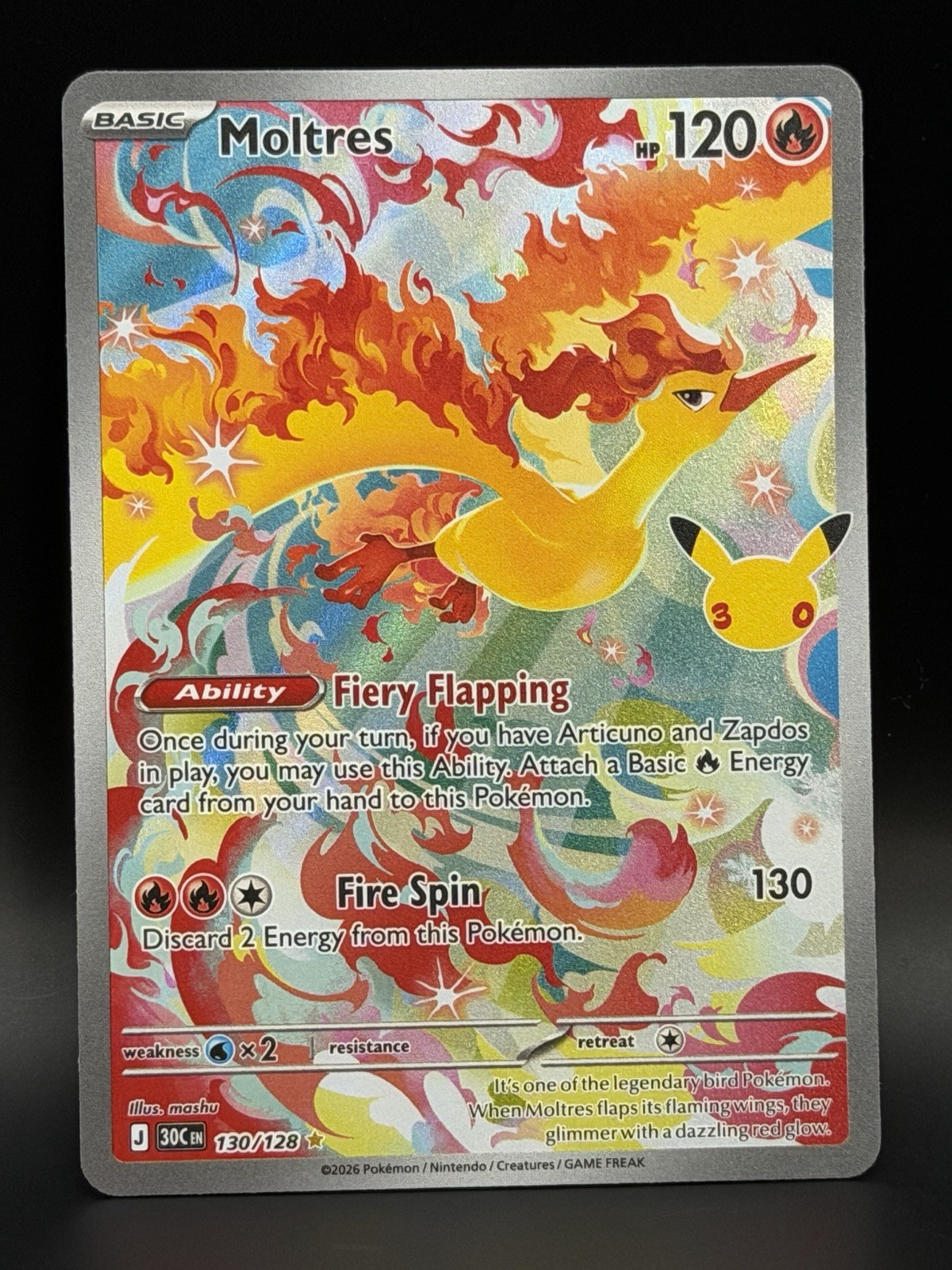 Pokemon TCG - Moltres - 130/128 - ME: 30th Celebration (30C) Near Mint 2