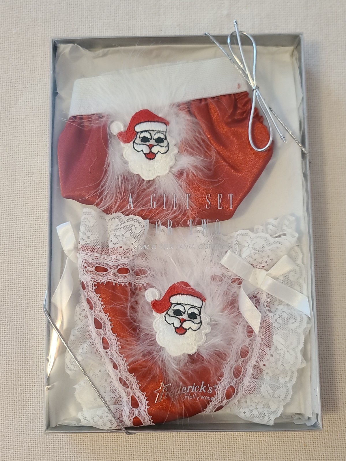 (A7) NIB Vintage Frederick's of Hollywood Christmas Couples G-String Set Santa 