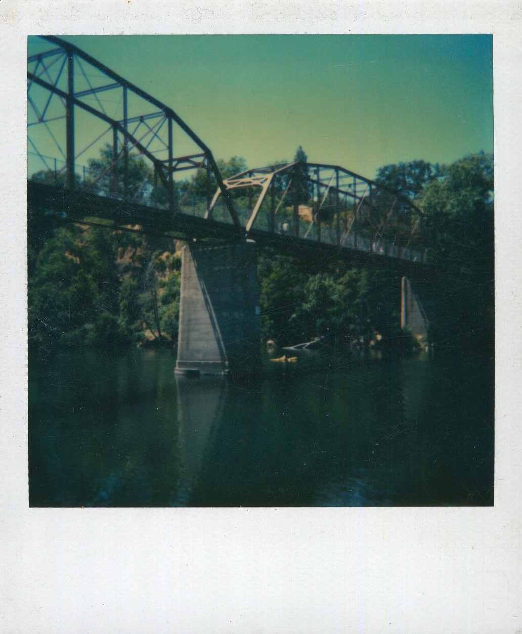 Old Vintage Photo COLOR POLAROID FAIR OAKS BRIDGE AMERICAN RIVER SACRAMENTO CA