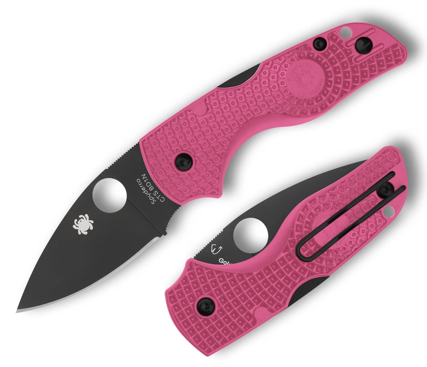 Spyderco Lil Native Lightweight BD1N DLC Plain Blade Pink FRN Handles C230PPNBK