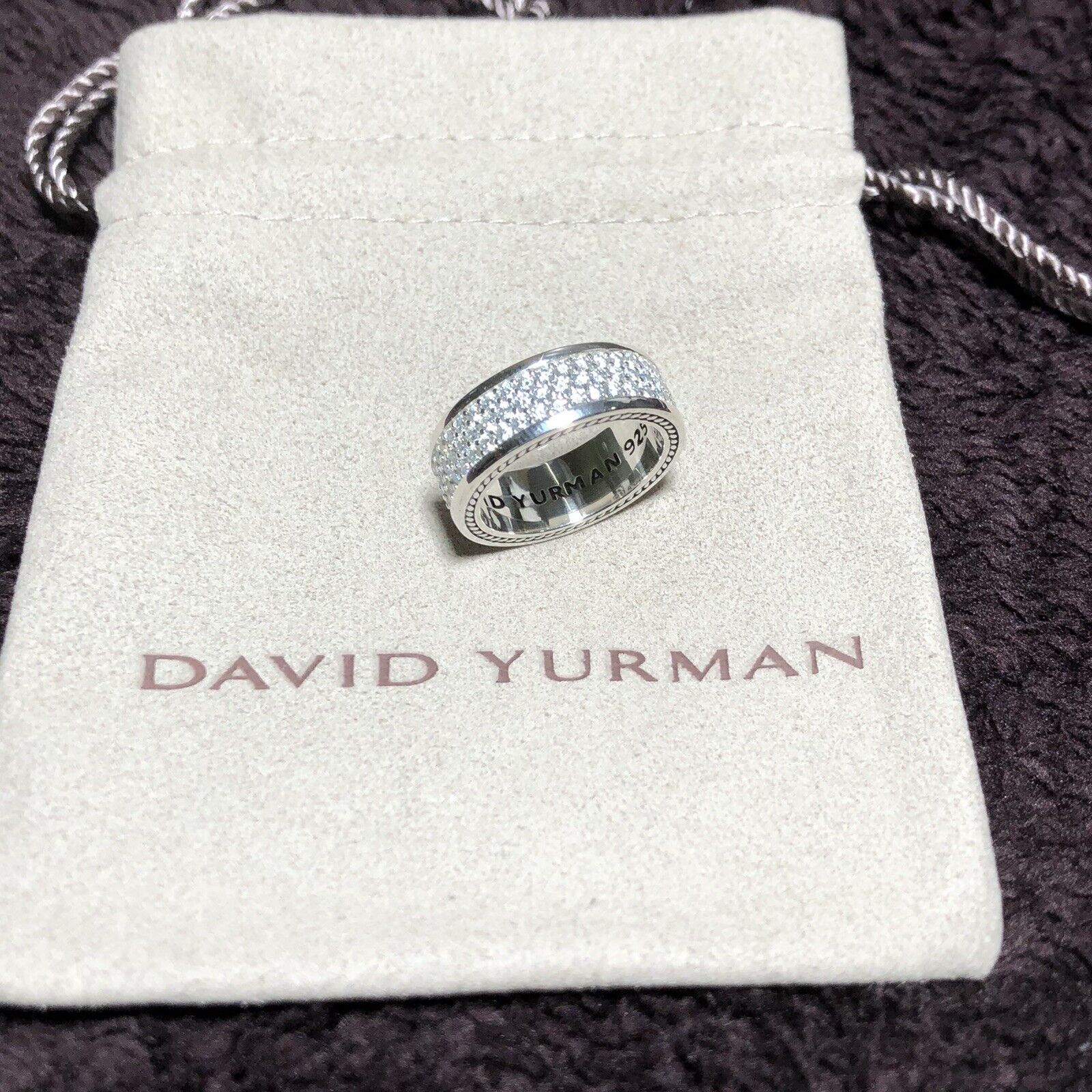 David Yurman Sterling Silver 925 Streamline 3 Row 1.92ct Pave Diamond Ring Sz 8