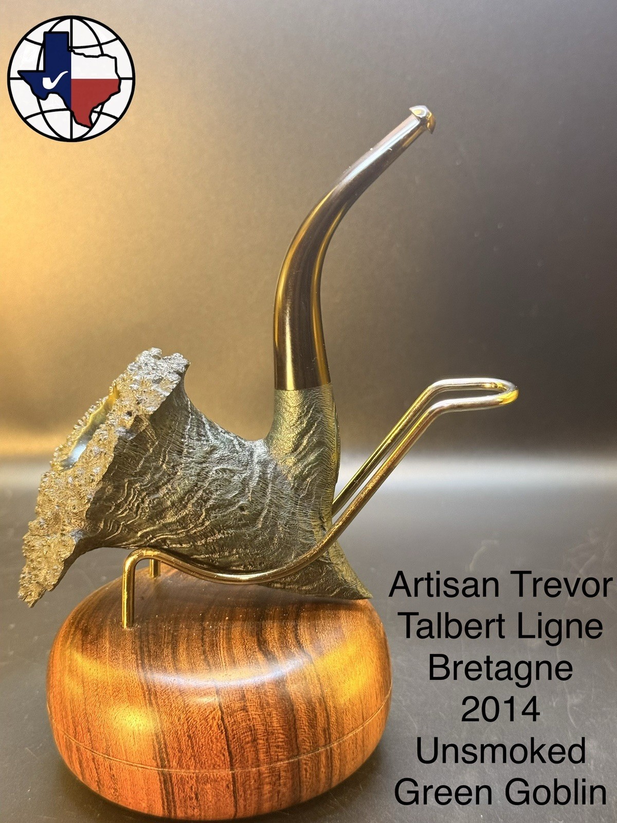 Artisan Trevor Talbert Ligne Bretagne 2014 Unsmoked Green Goblin Tobacco Pipe