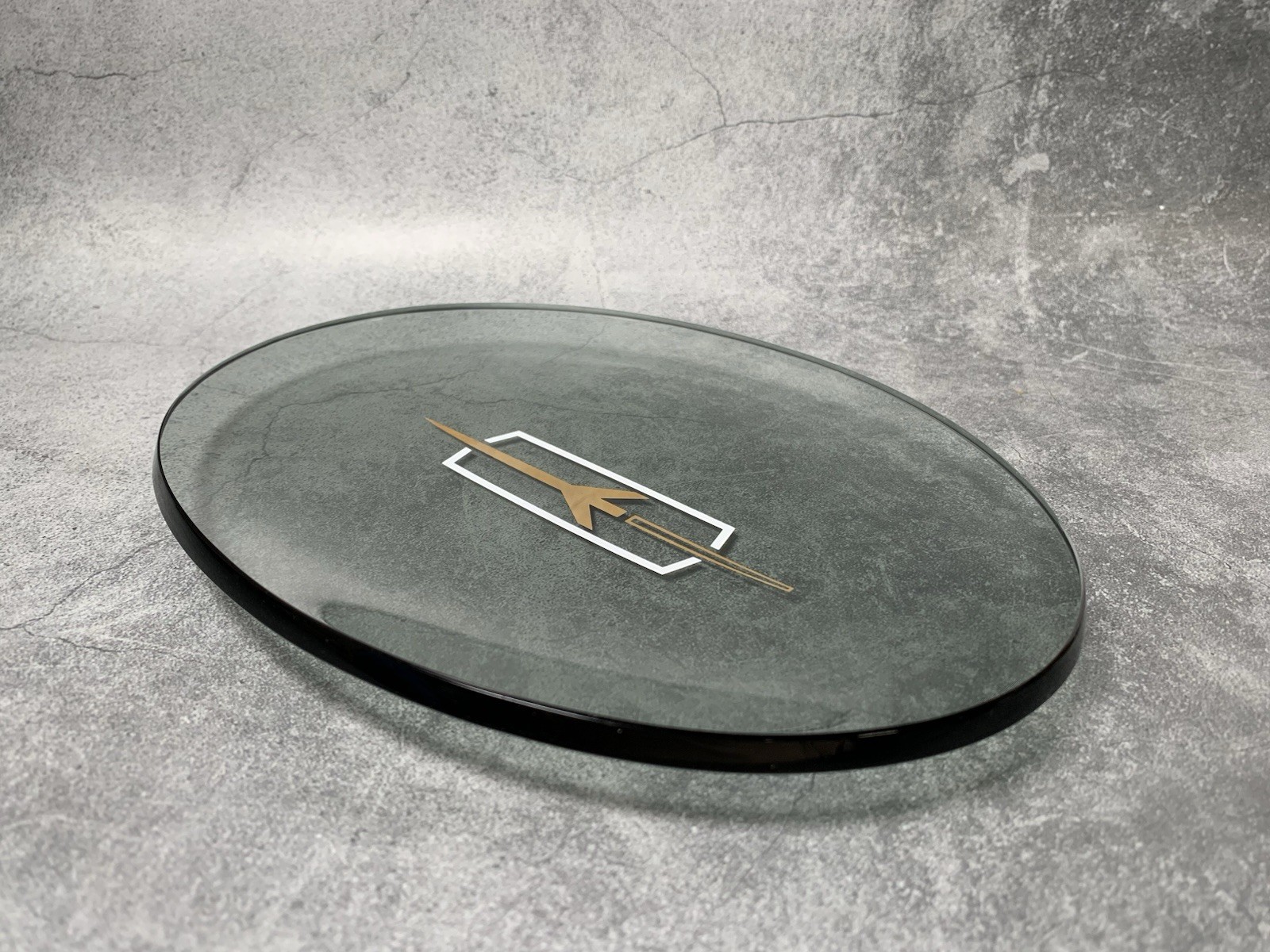 Vintage Oldsmobile Rocket Emblem | Large Tray | Smoke Glass